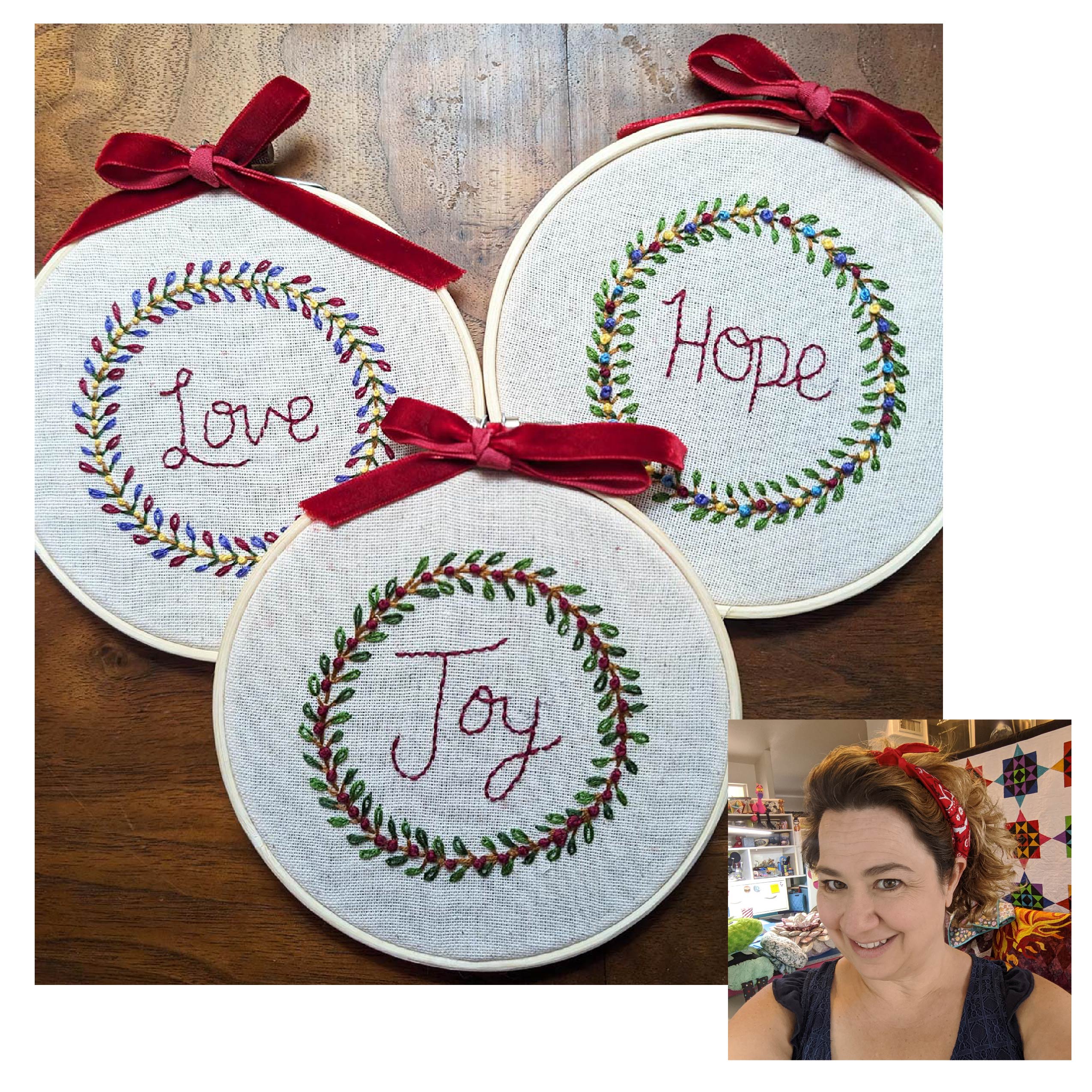 Beginner Hand Embroidery for Christmas with Heidi Pridemore Thursday 12/7/23 6:30pm-9:00pm