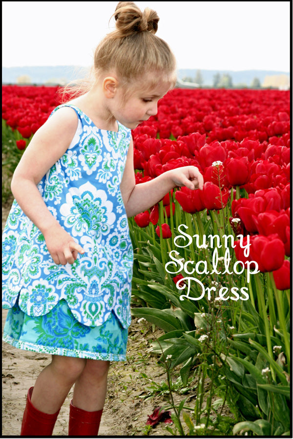 Sewing Pattern - Sunny Scallop Dress - Sizes 2T up to 10 - PDF Sewing Pattern - Download