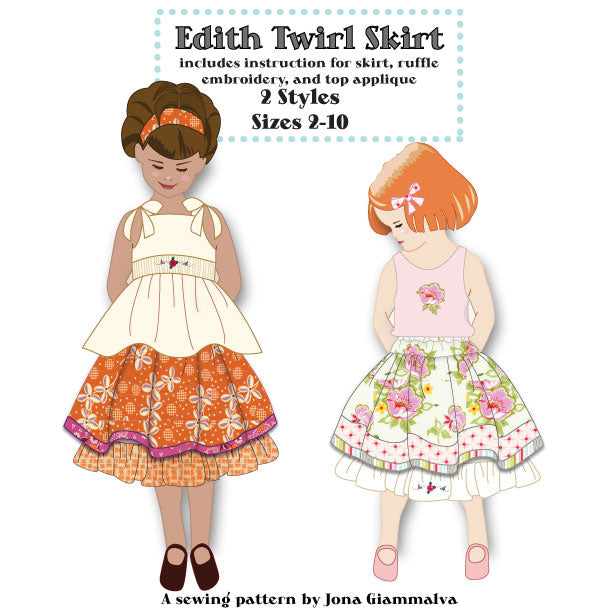 Sewing Pattern - Edith Twirl Skirt - Sizes 2T up to 10 - PDF Sewing Pattern - Download
