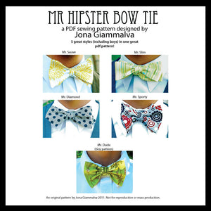 Mr. Hipster Bow Tie Pattern - eBook pdf - Men and Boy's bow tie pattern - instant download